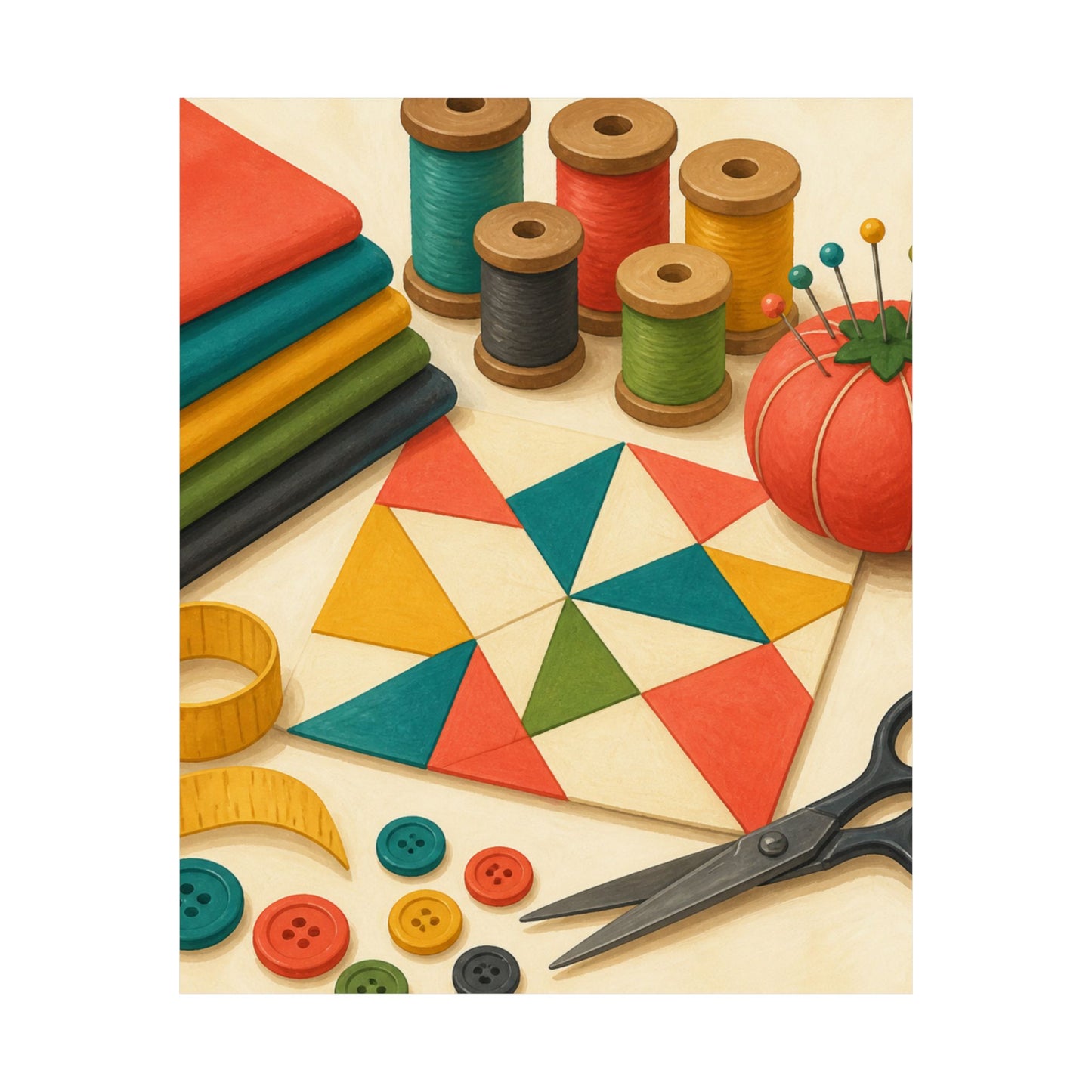 Colorful Sewing and Quilting Hobby Poster