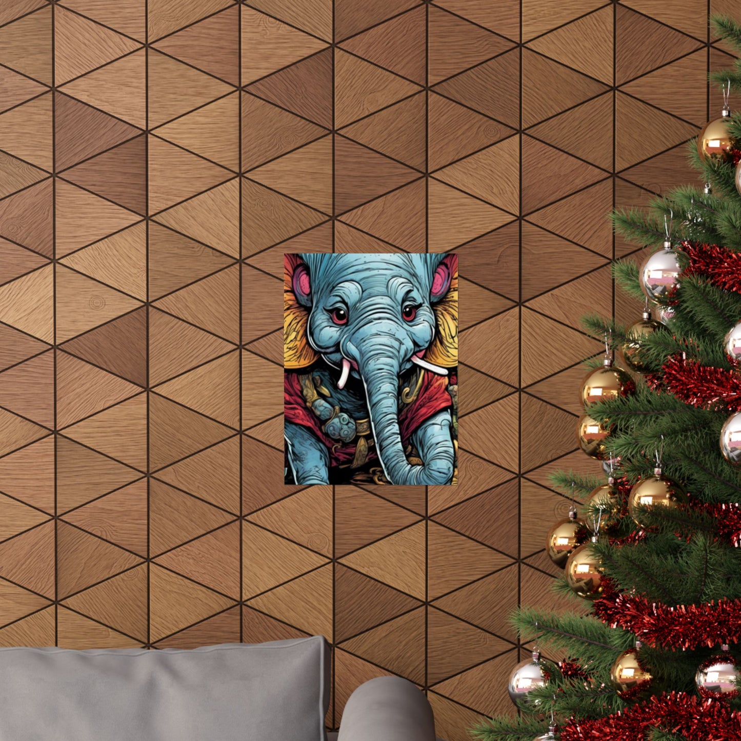 Colorful Elephant Garden Parade Wildlife Wall Art Poster
