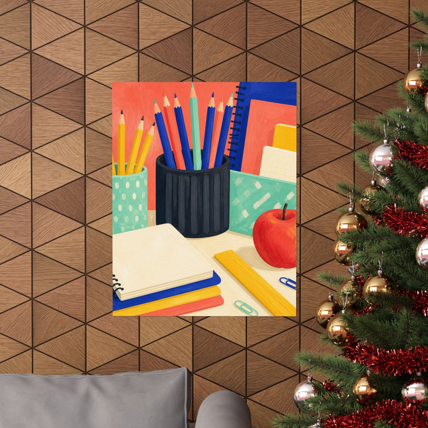 Colorful Teacher Desk Supplies Art Poster