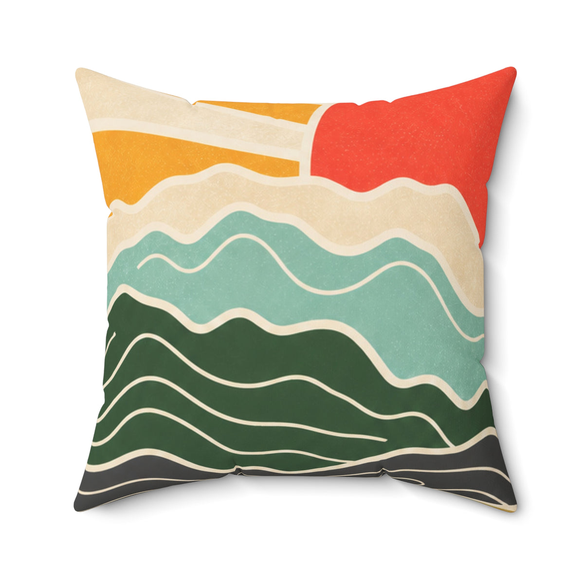 Topographic Sunrise Mid Century Decorative Pillow