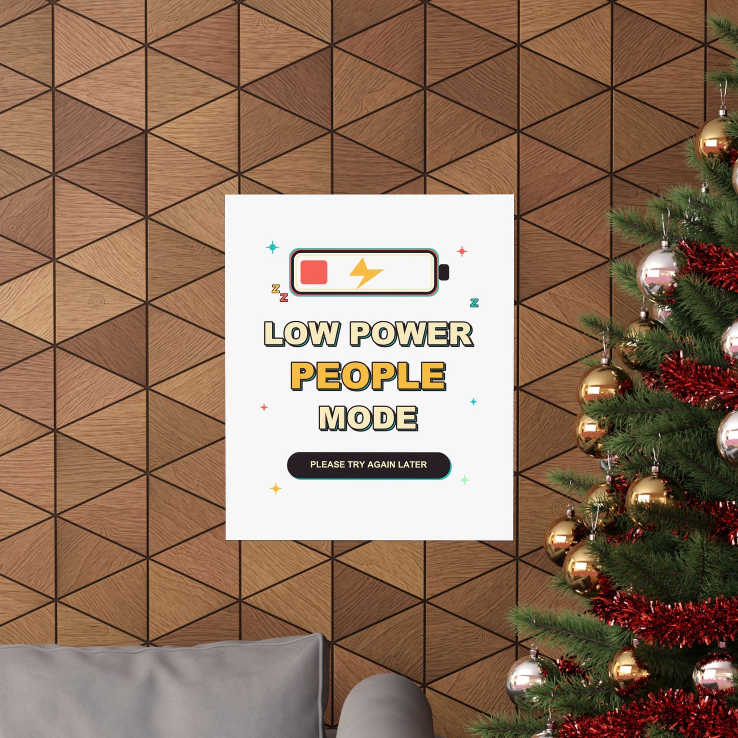 Low Power People Mode Funny Introvert Social Battery Poster