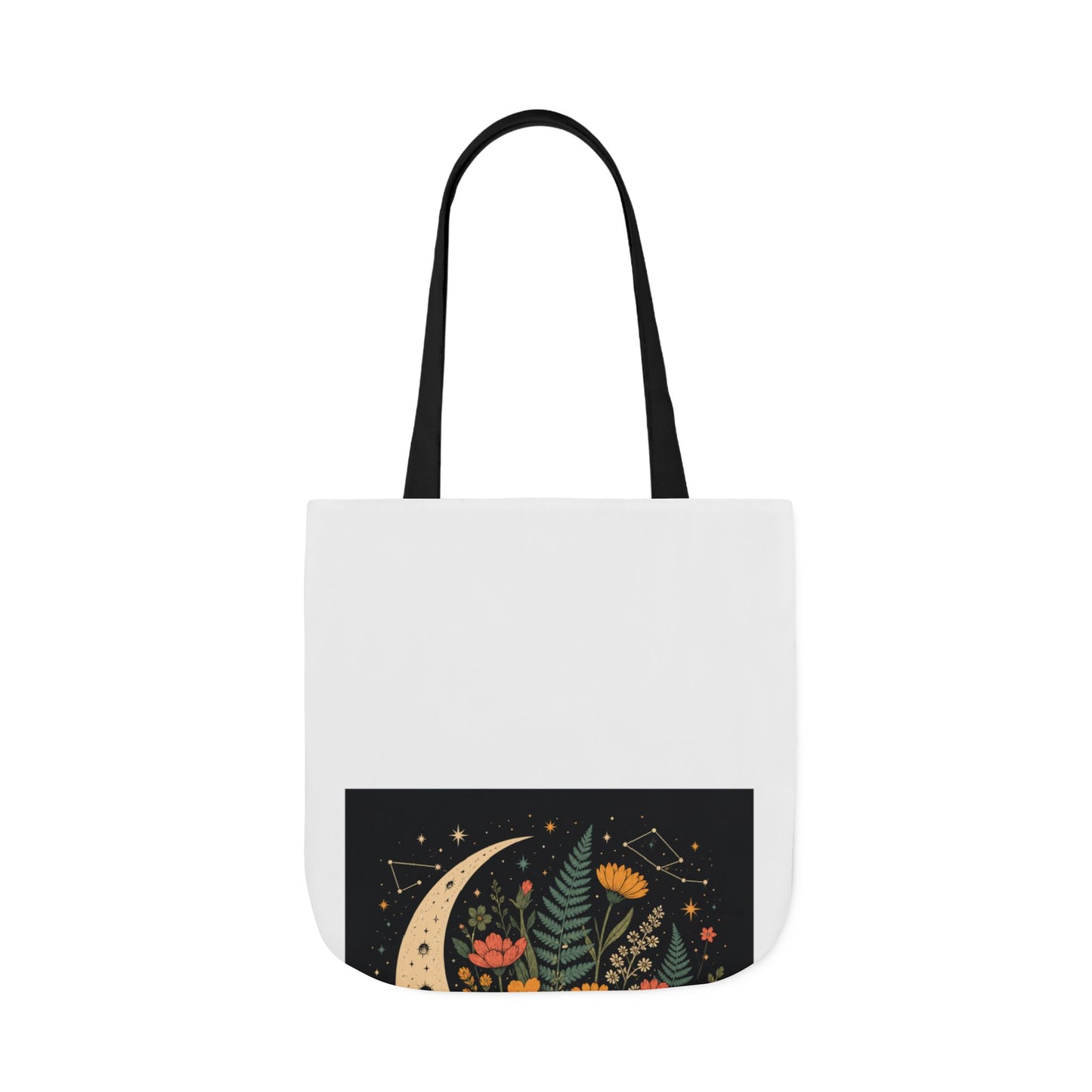 Celestial Wildflower Crescent Moon Botanical Tote Bag