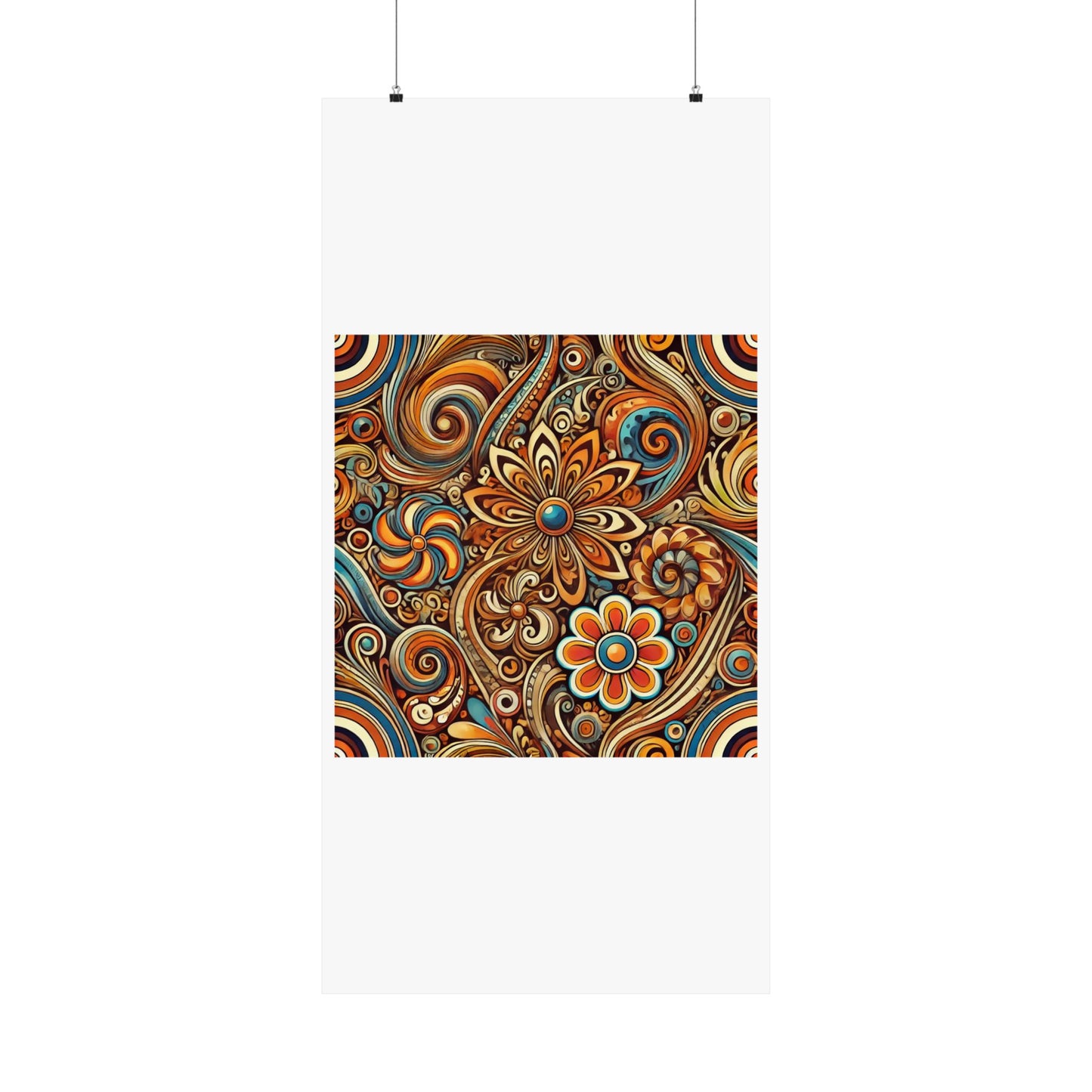 Ornate Abstract Floral Paisley Pattern Poster