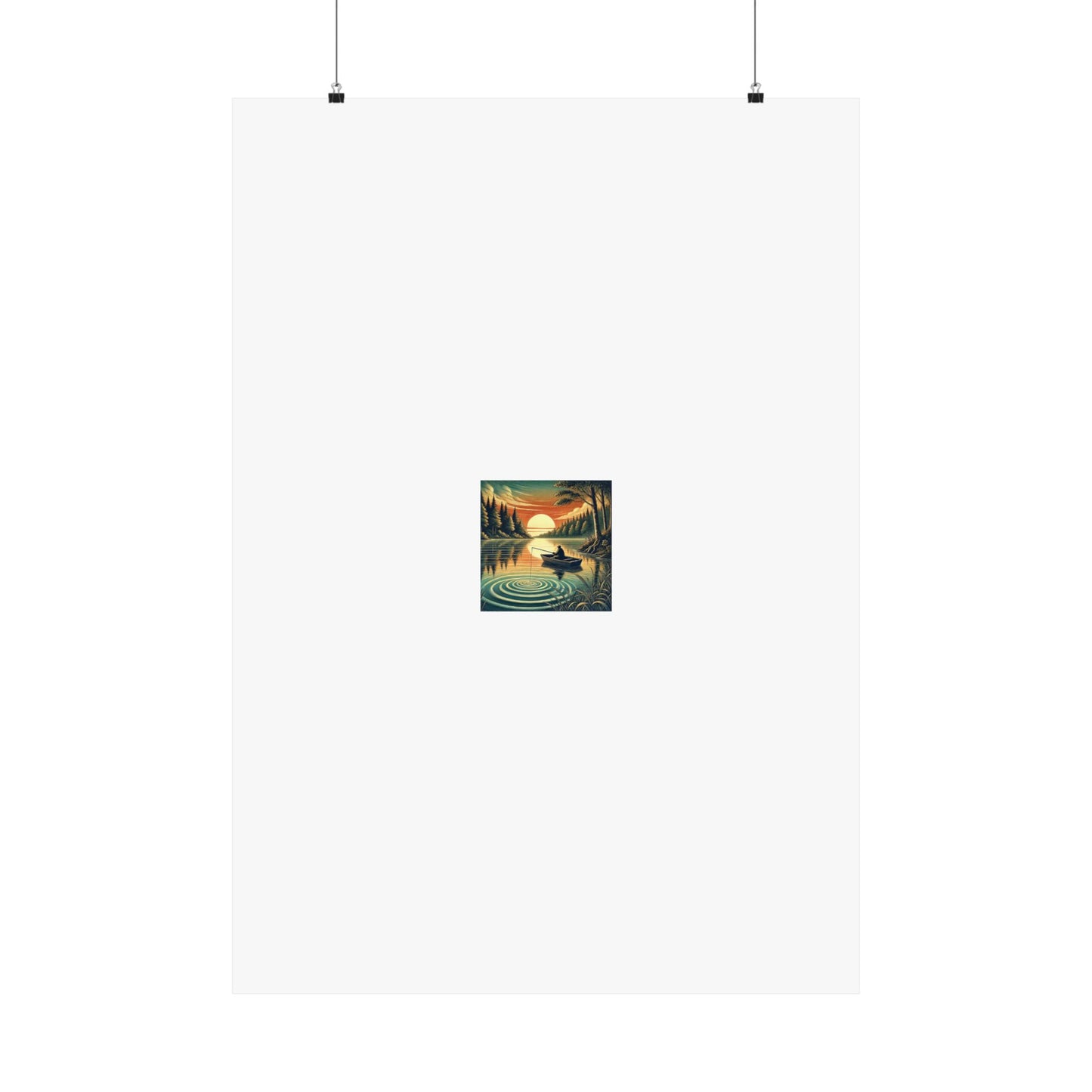 Sunset Lake Fishing Retreat Poster Lake House Fishing Wall Art Gift
