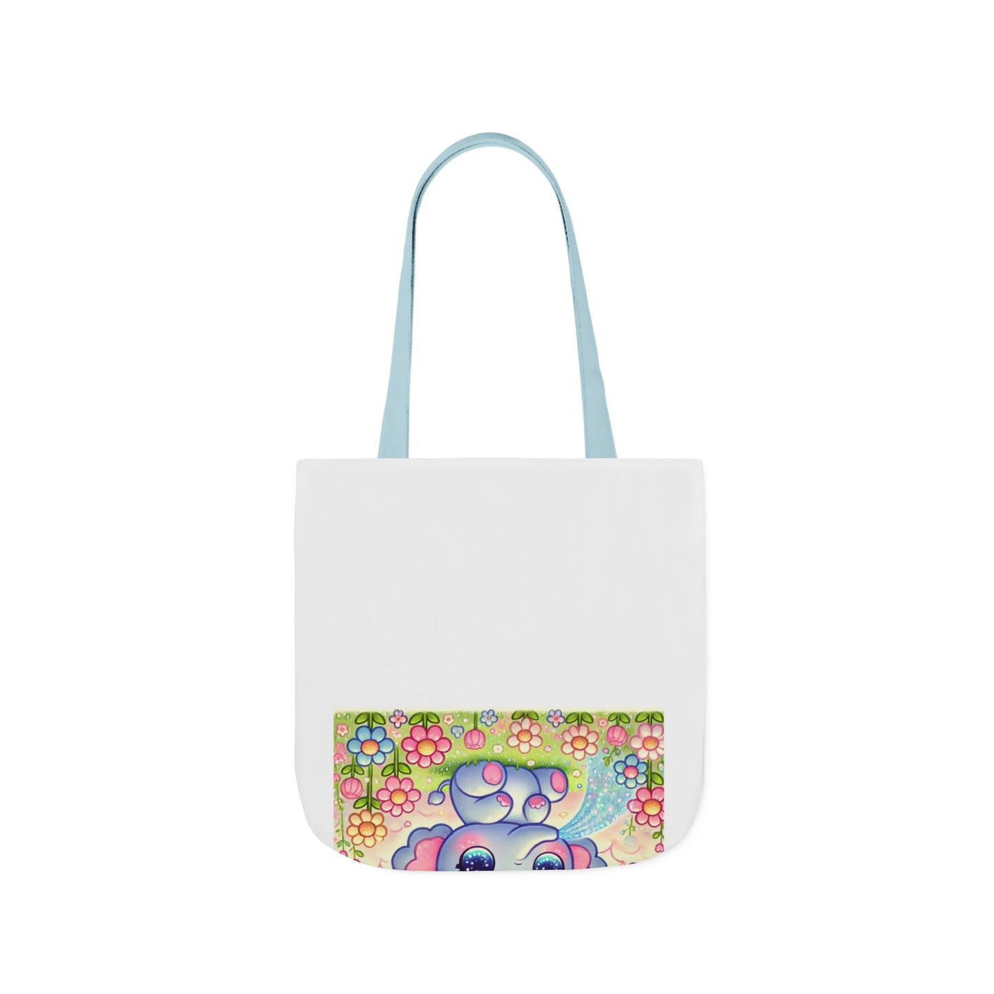 Pastel Rainbow Baby Elephant Floral Canvas Tote Bag