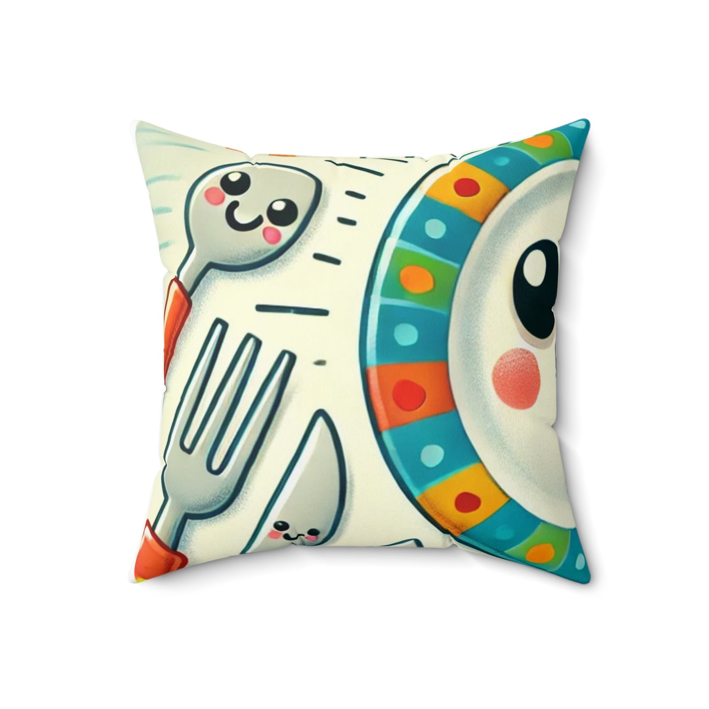 Happy Kitchen Tableware Kawaii Decorative Pillow