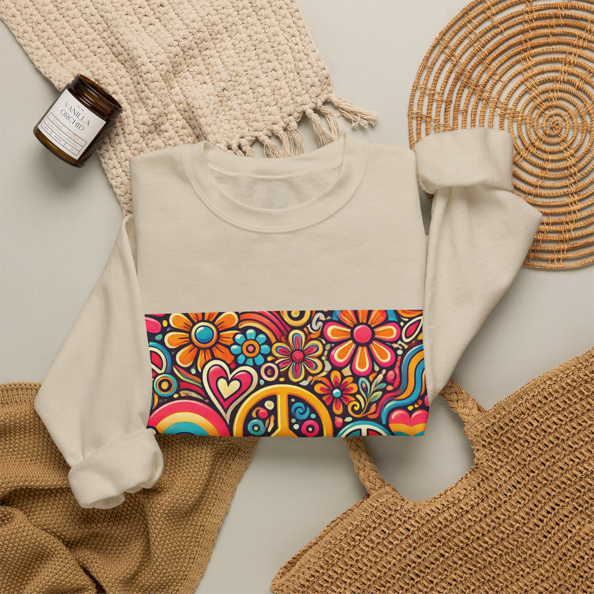 Colorful Peace Floral Pattern Sweatshirt