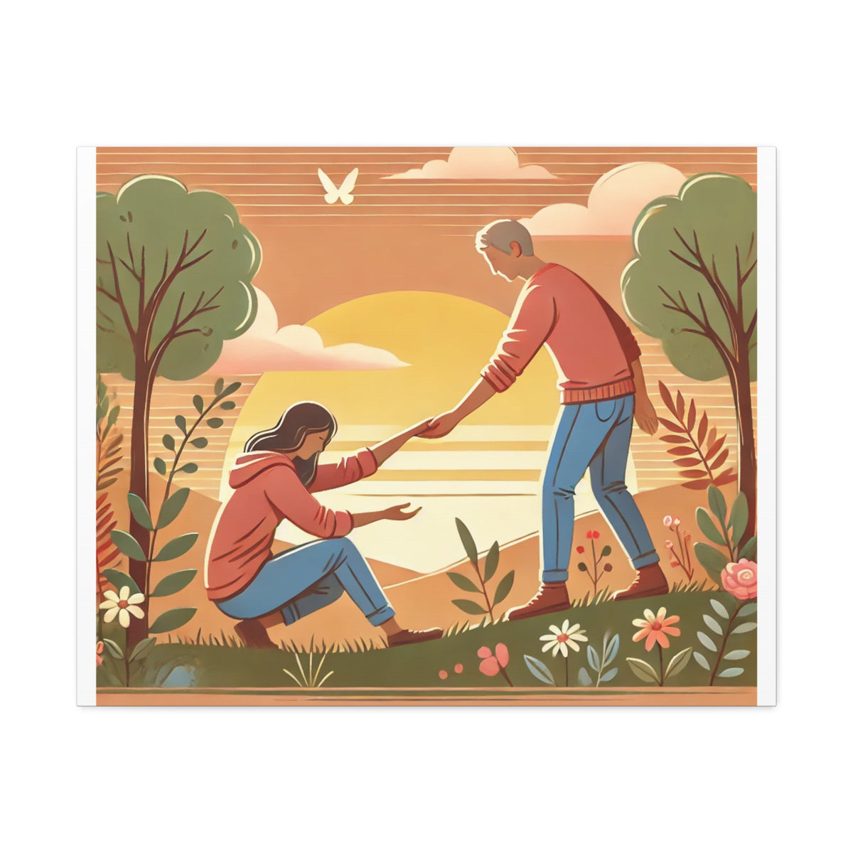 Helping Hands Sunset Garden Canvas Wall Art