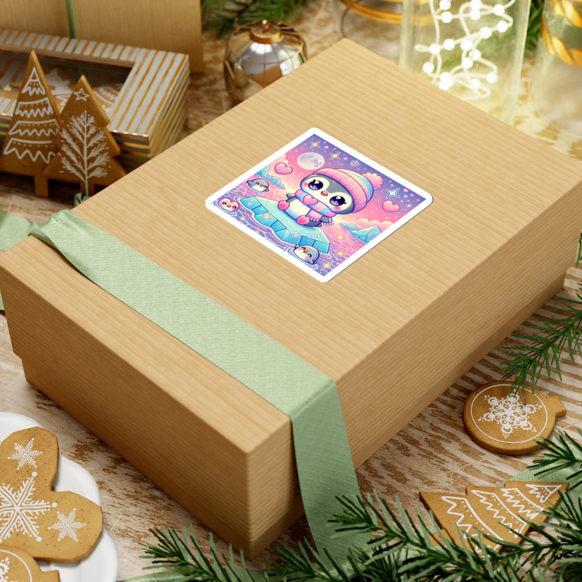 Cute Winter Penguin Ice Floe Kawaii Art Sticker