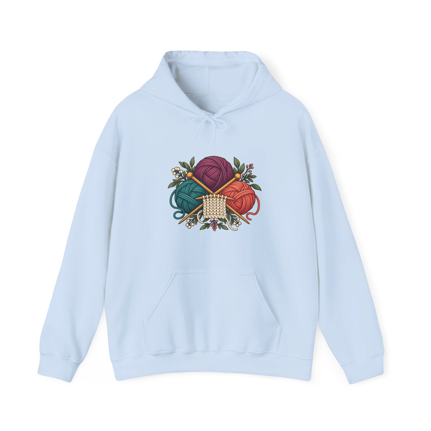 Retro Yarn and Knitting Botanical Art Hoodie