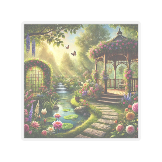 Sunlit Rose Gazebo Cottage Garden Sticker