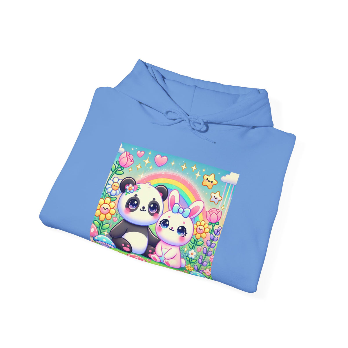 Pastel Panda and Bunny Rainbow Garden Hoodie
