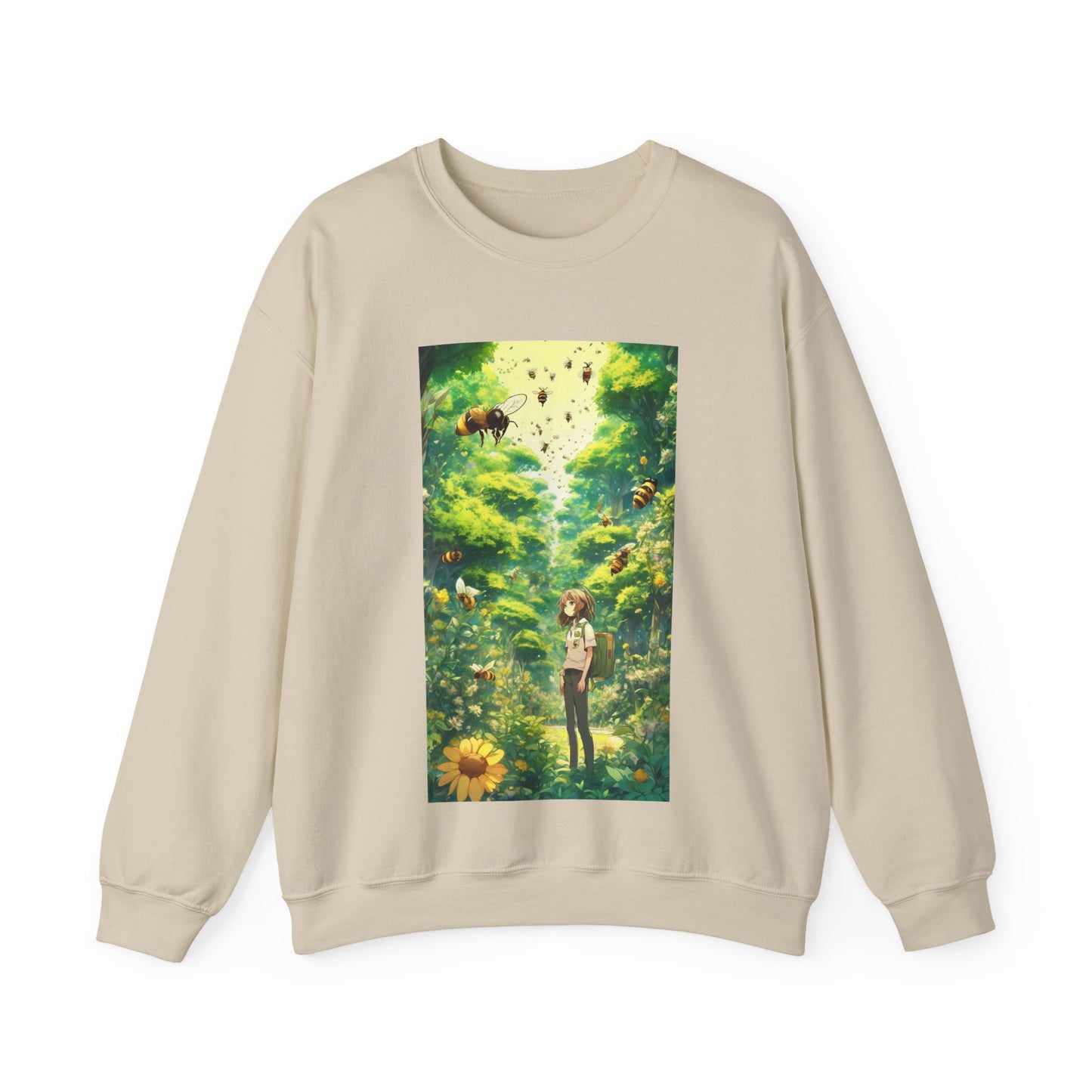 Bee Garden Explorer Anime Nature Art Sweatshirt