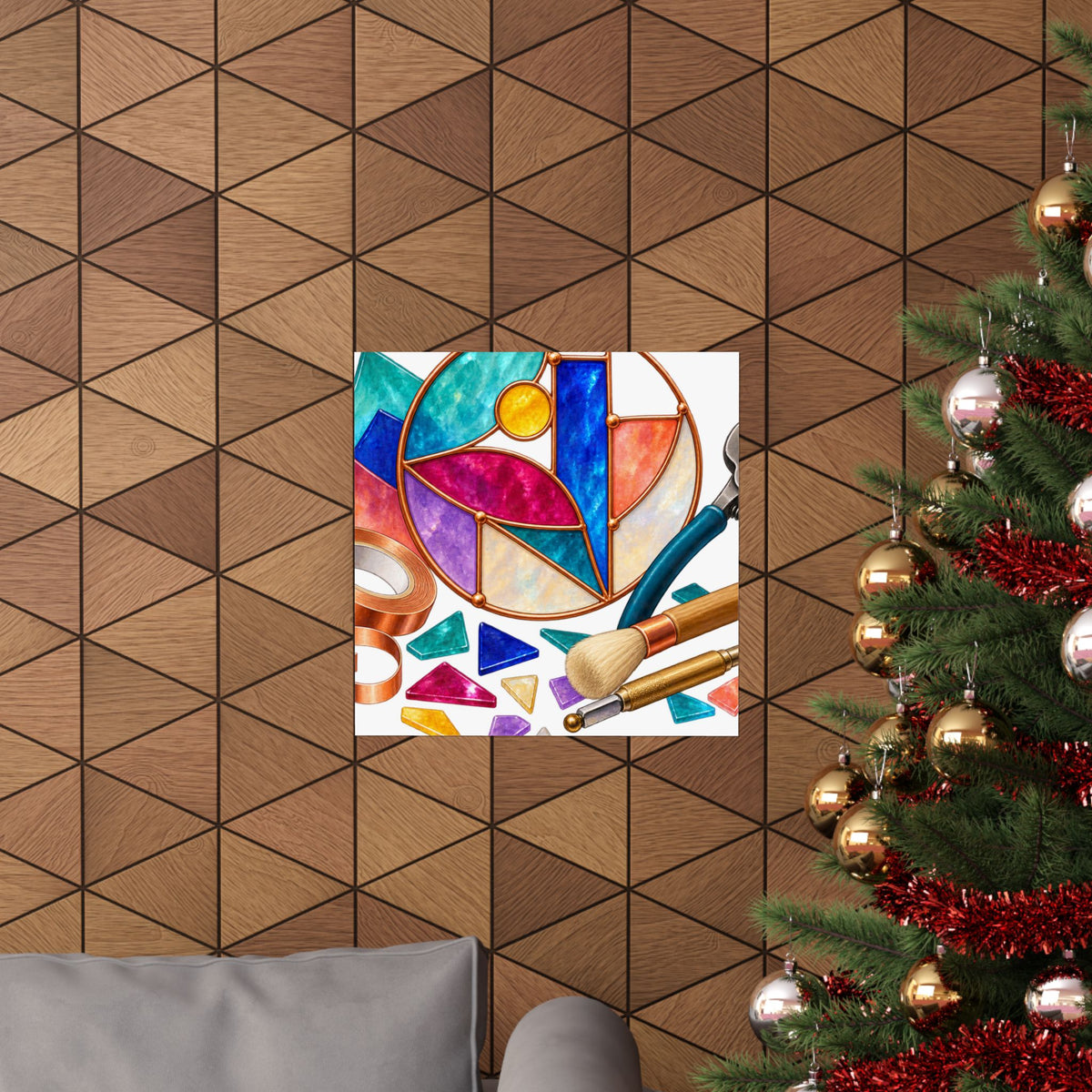 Abstract Stained Glass Suncatcher Workshop Poster