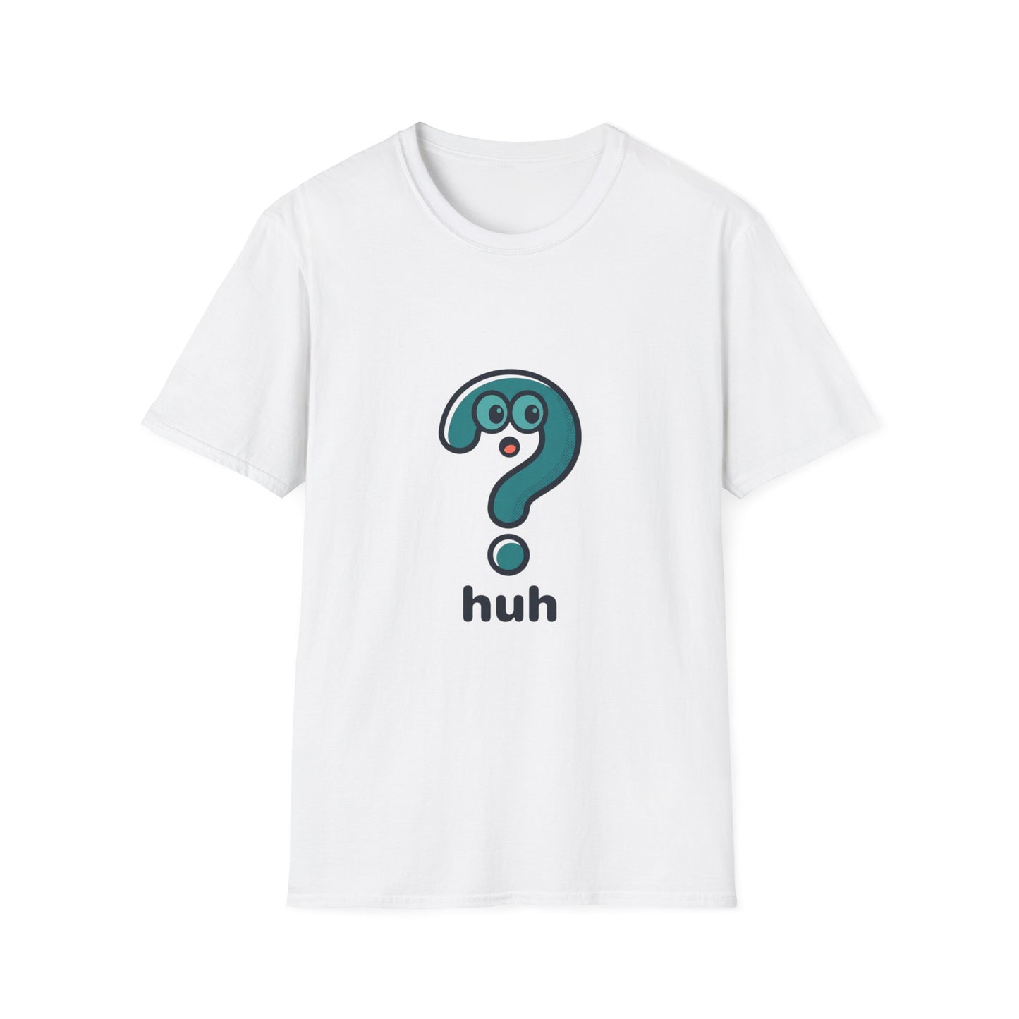Confused Question Mark Character T-Shirt | Funny “Huh?” Cartoon Graphic Tee, Silly Expression Humor Shirt