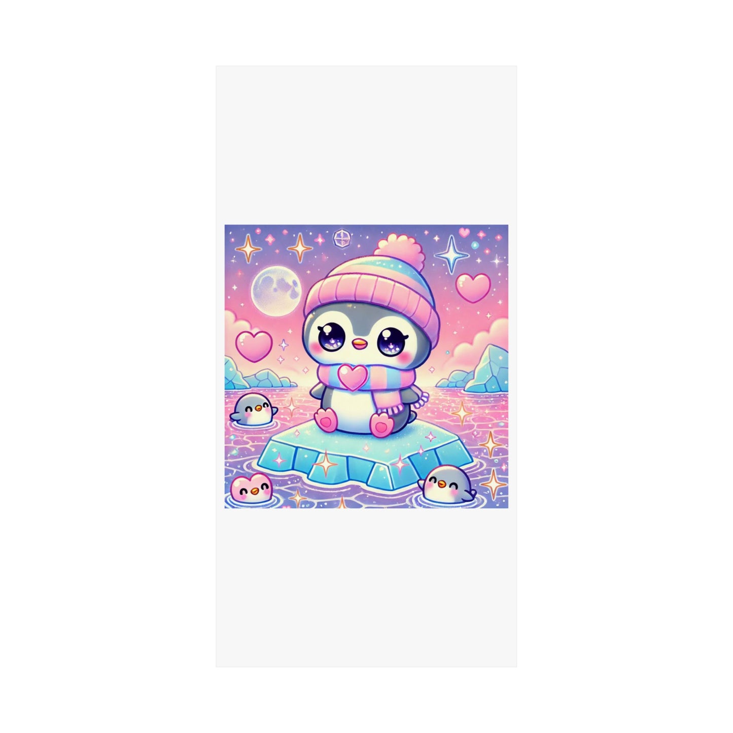 Cute Winter Penguin Ice Floe Kawaii Art Poster