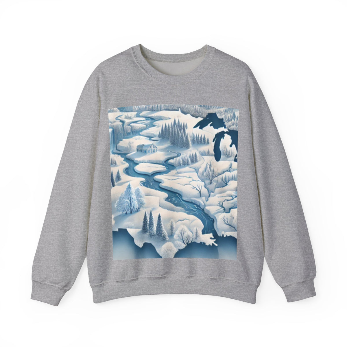 Winter USA Dreamscape Snowy Map Crew Sweatshirt Travel Gift