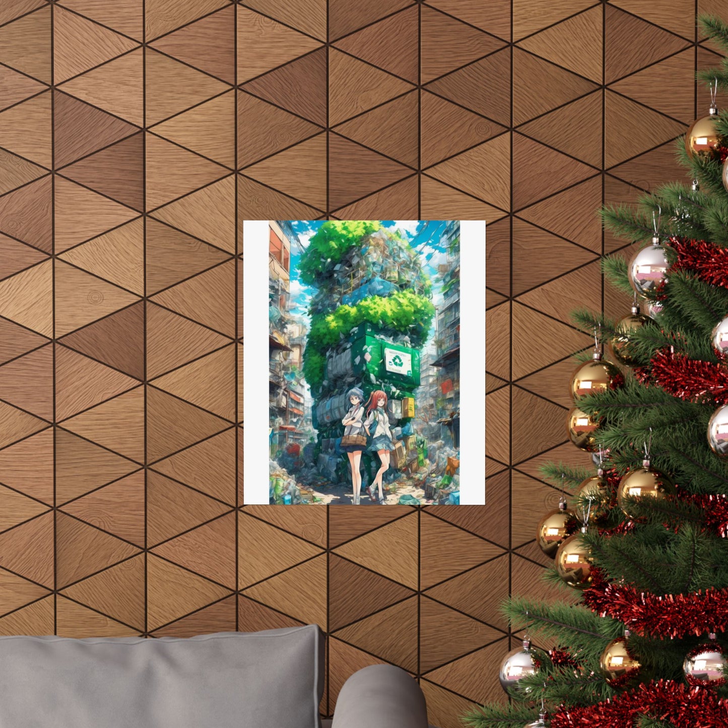Urban Recycling Anime Friends Green City Wall Poster