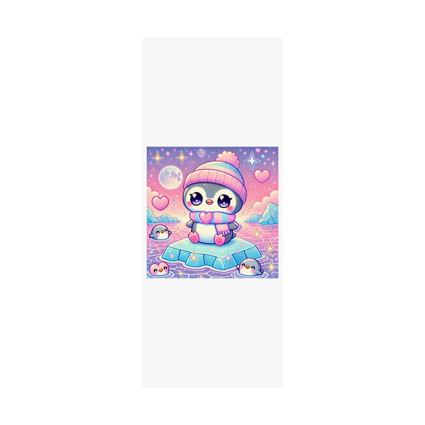 Cute Winter Penguin Ice Floe Kawaii Art Poster