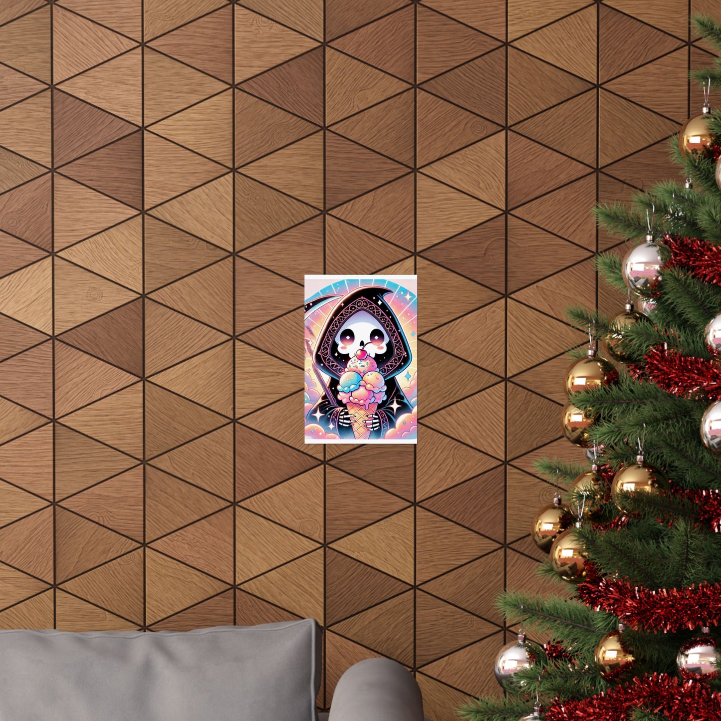 Cute Grim Reaper Ice Cream Pastel Novelty Poster