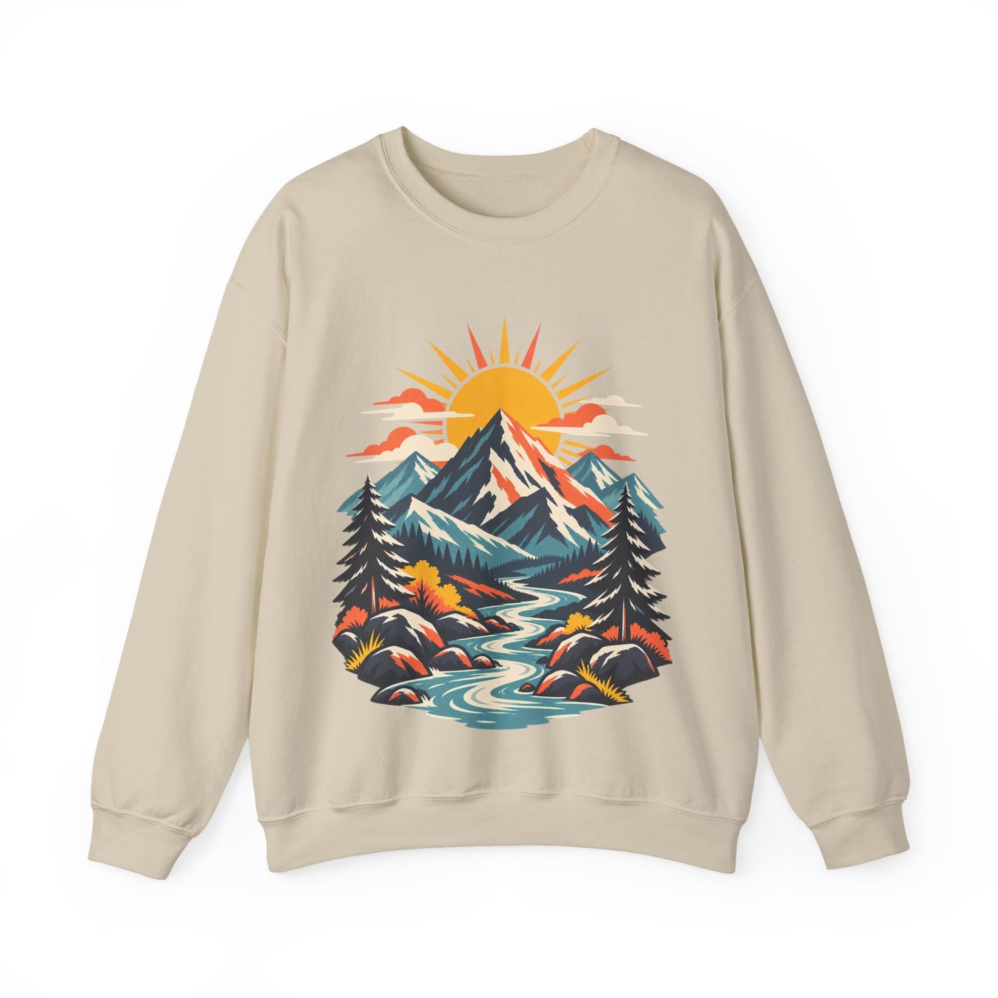 Alpine Sunrise River Mountain Adventure Sweatshirt