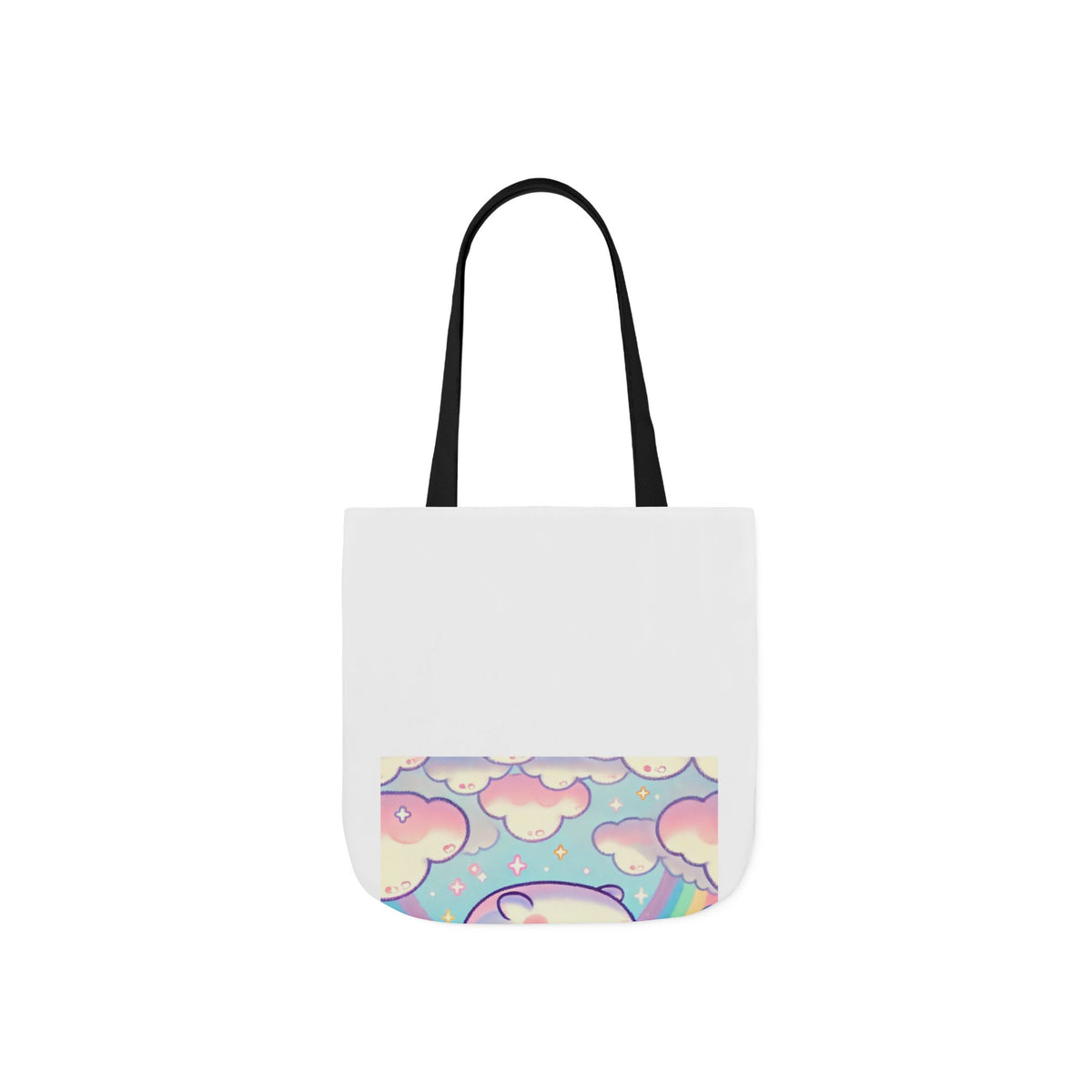 Kawaii Rainbow Whale Pastel Cloud Canvas Tote Bag