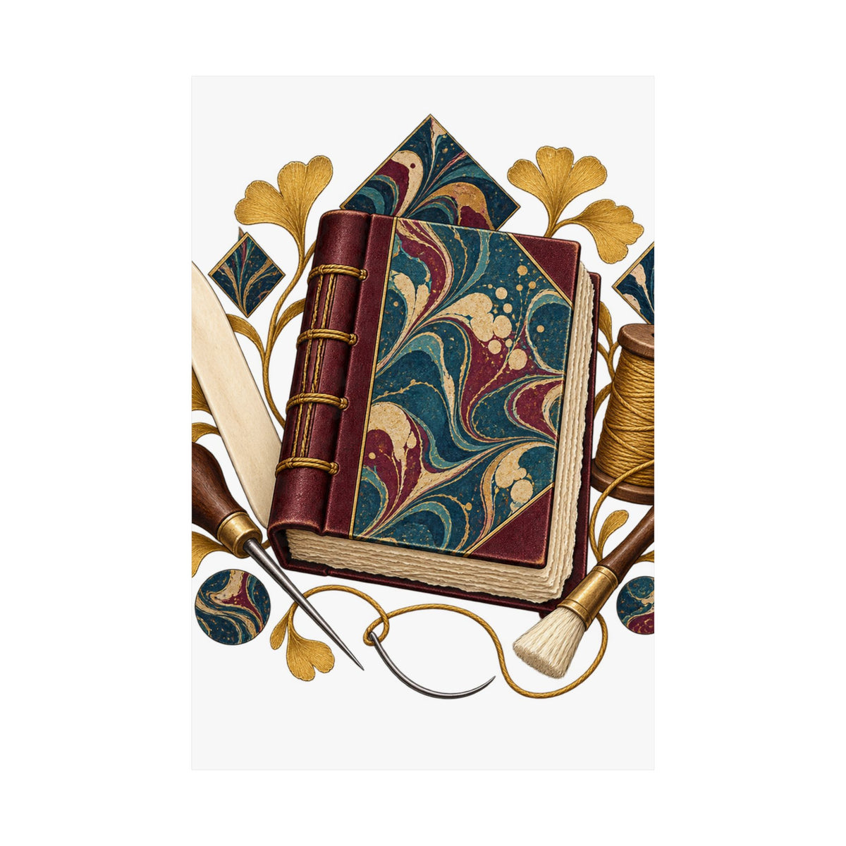 Traditional Marbled Bookbinding Workshop Poster
