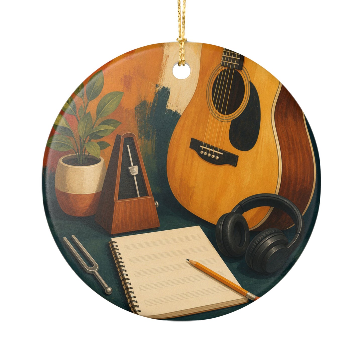 Warm Music Practice Hobby Art Ceramic Ornament, Holiday Keepsake and Gift