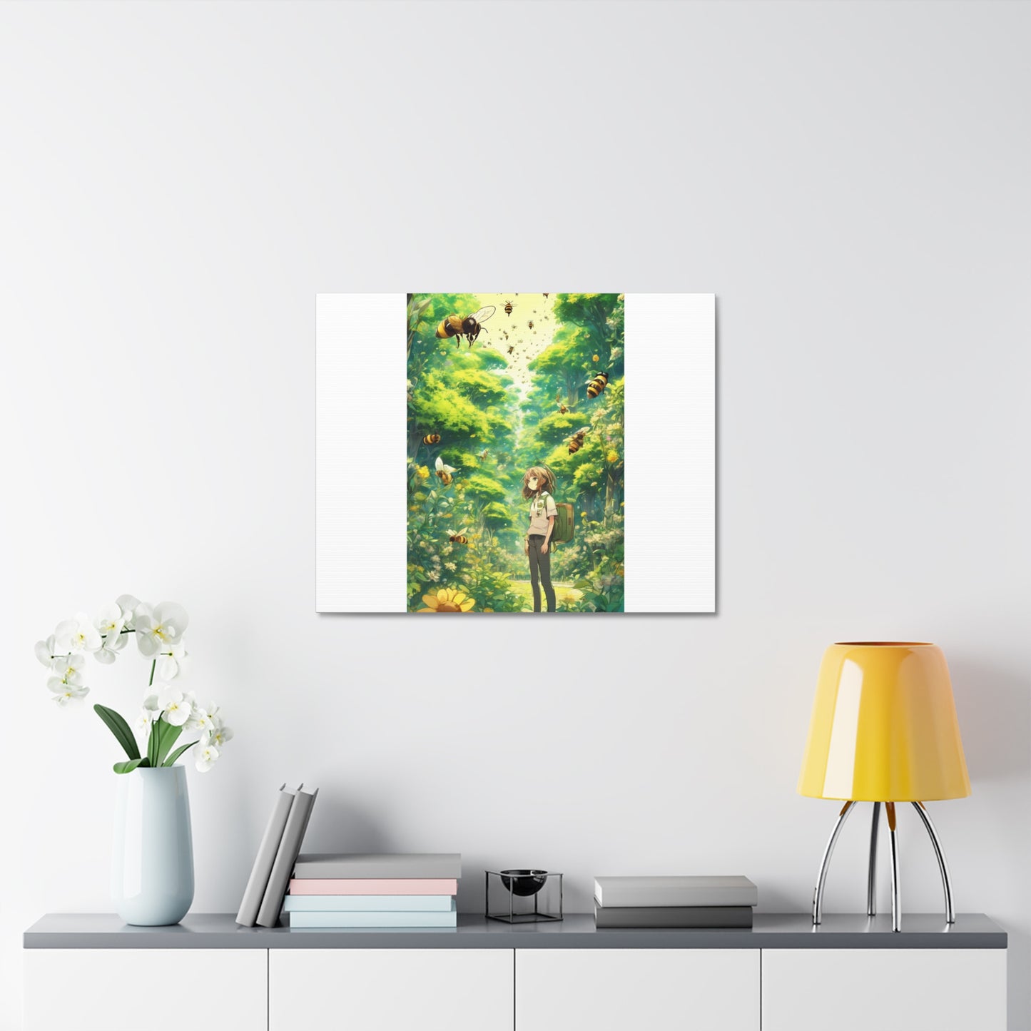 Bee Garden Explorer Anime Nature Art Canvas