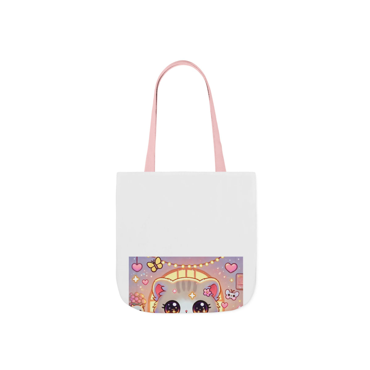 Cozy Kawaii Knitting Cat Pastel Yarn Canvas Tote Bag