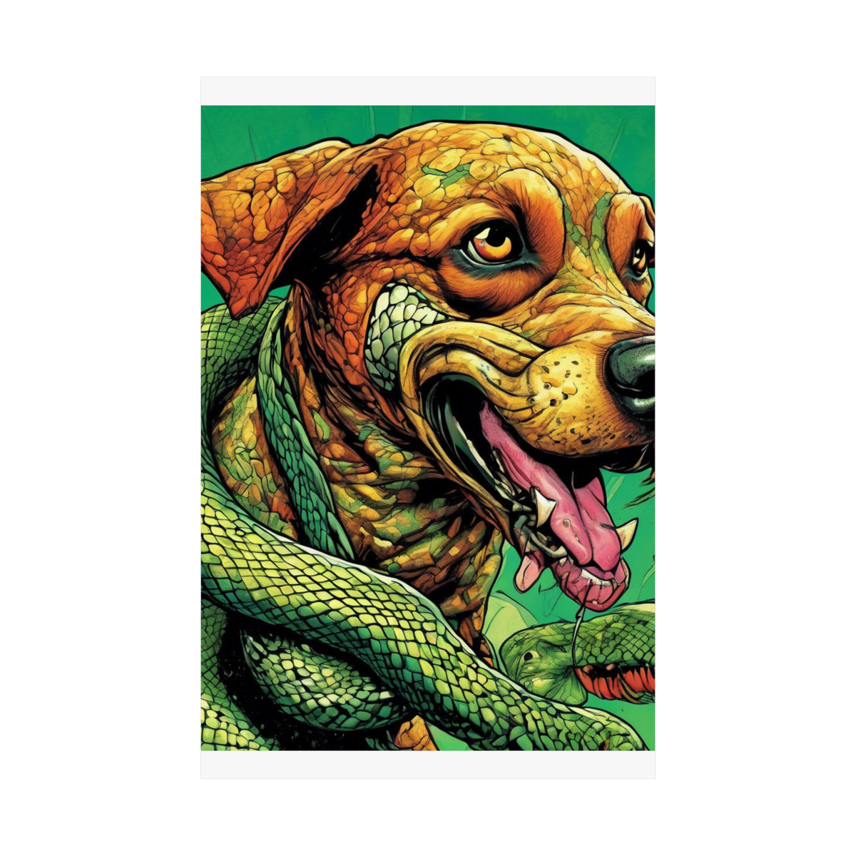 Serpent Guardian Dog Bold Fantasy Creature Art Poster