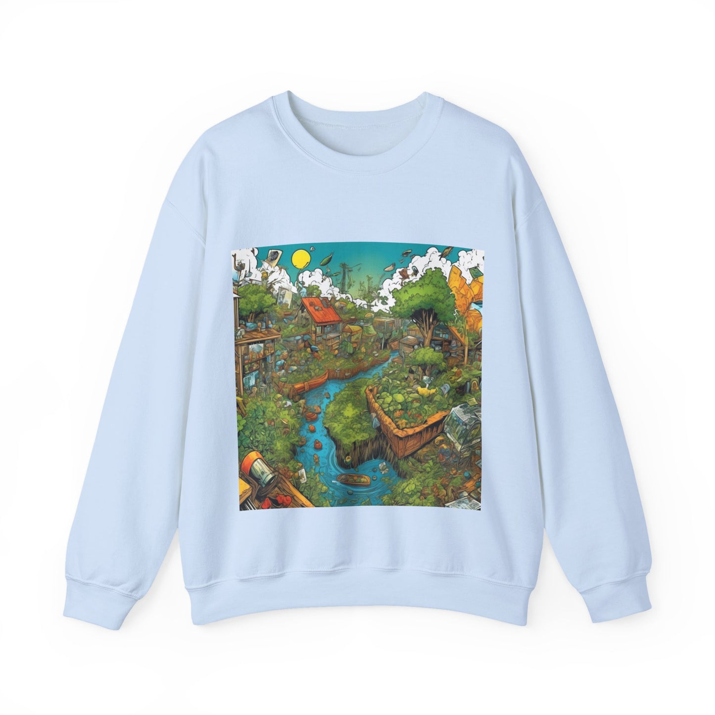 Whimsical Garden Stream Nature Gift Art Sweatshirt