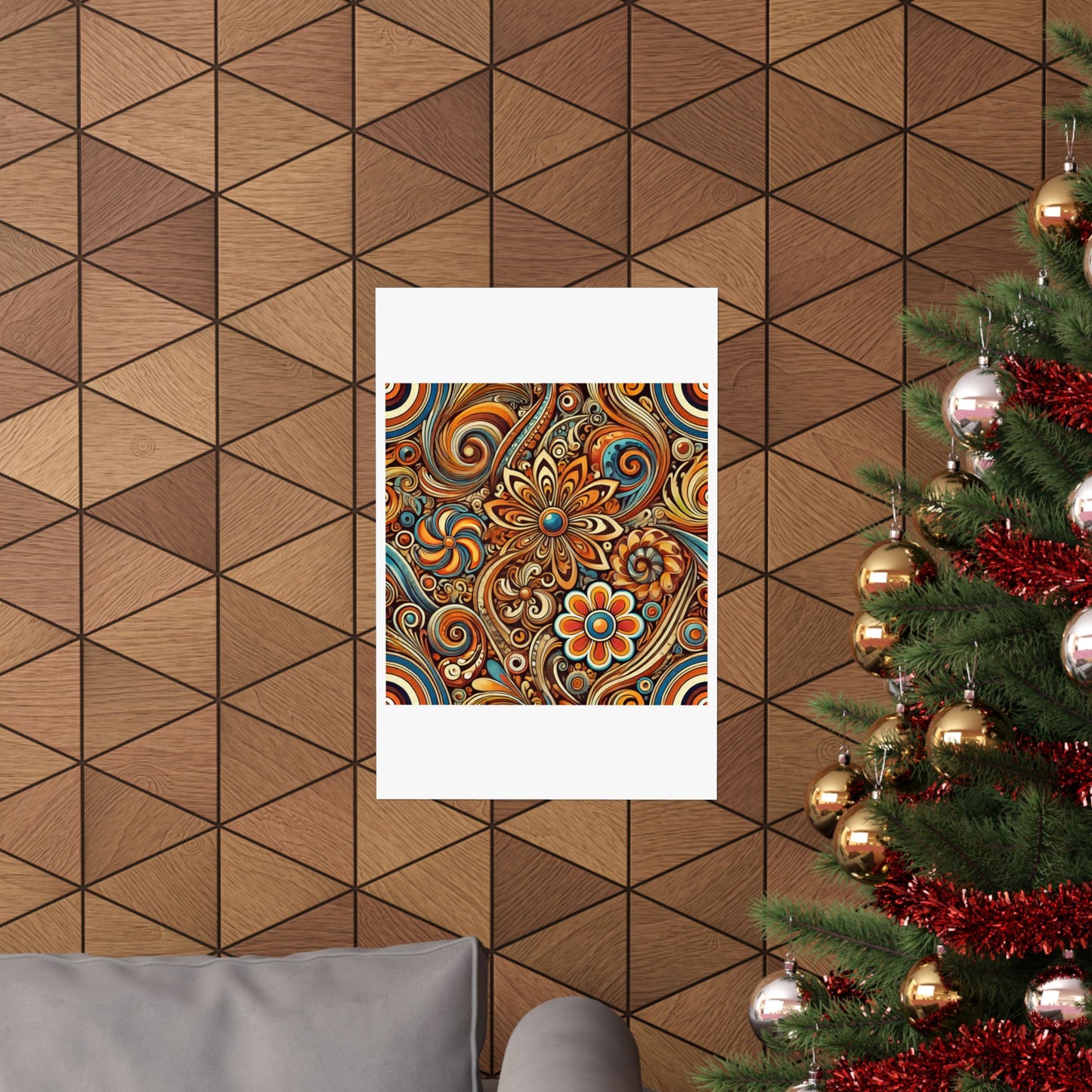 Ornate Abstract Floral Paisley Pattern Poster