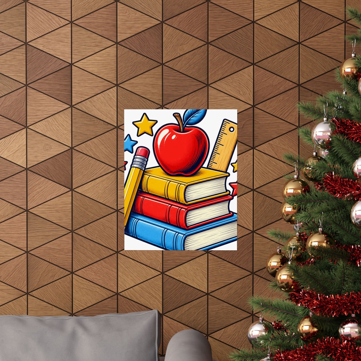 Retro School Books Apple Teacher Appreciation Art Poster