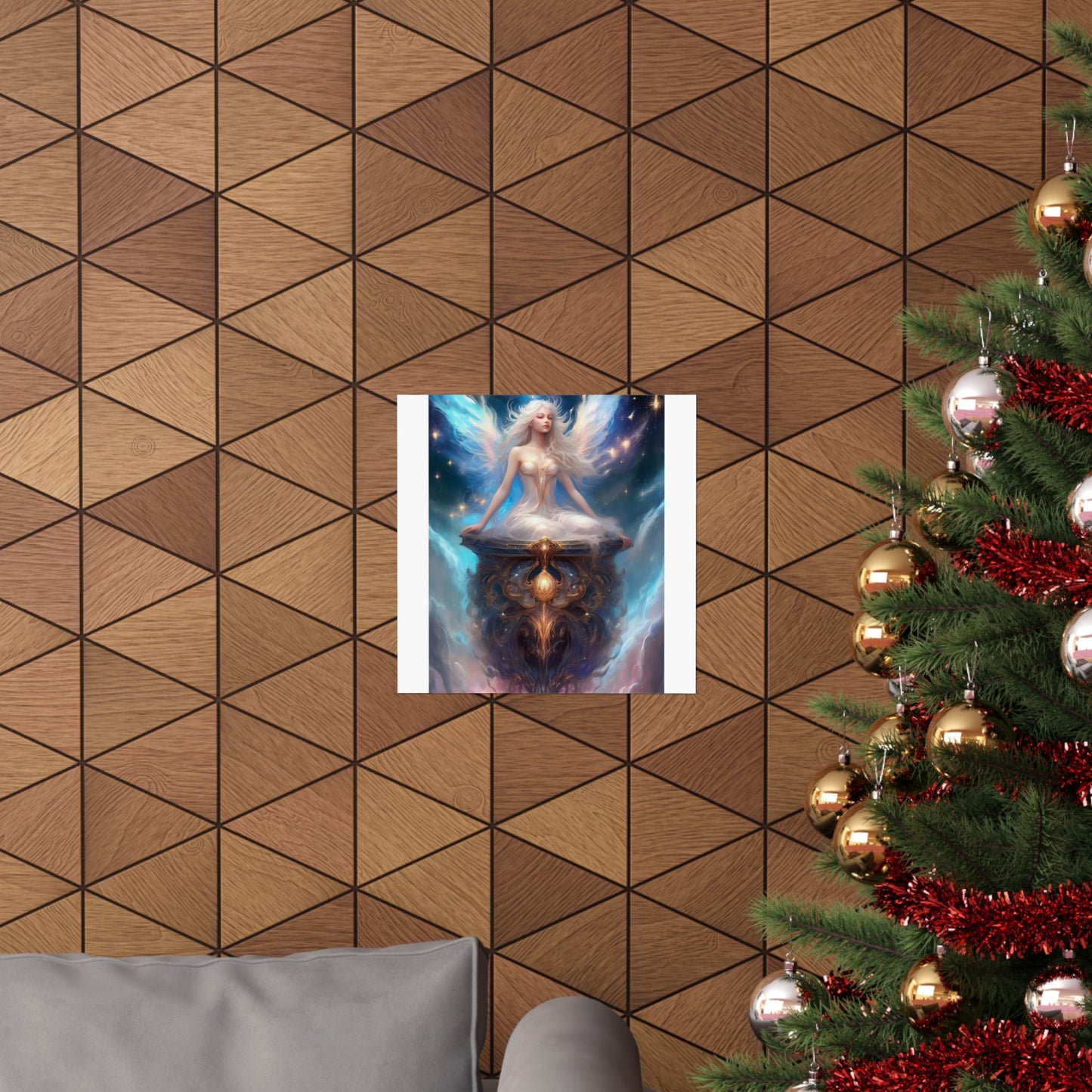 Celestial Winged Meditation Fantasy Portrait Poster
