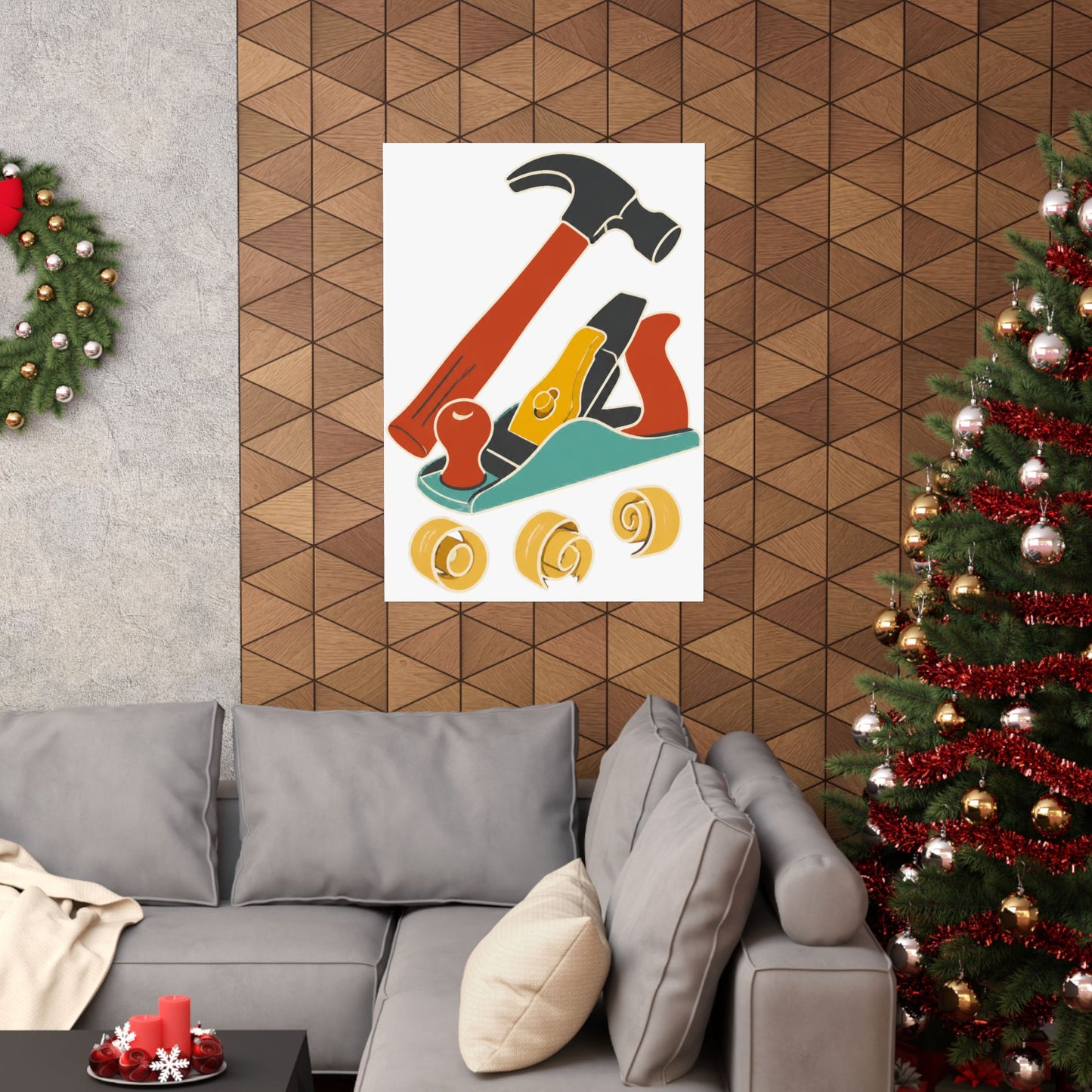 Carpenter Hammer Hand Plane Woodworking Art Poster