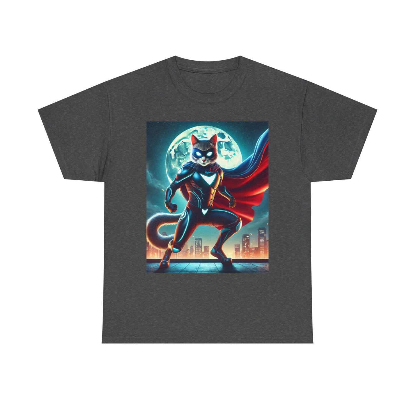 Superhero Cat T-Shirt Funny Graphic Tee with Cool Comic Style Design, Soft Cotton Casual Shirt Cat Lovers, Men, Women & Kids