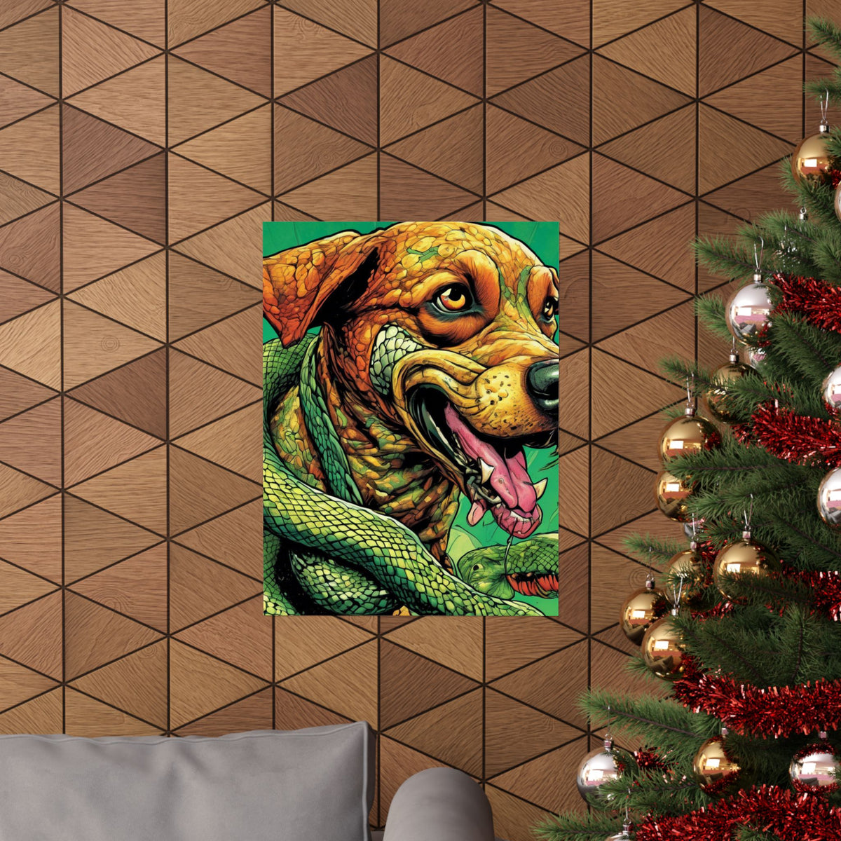 Serpent Guardian Dog Bold Fantasy Creature Art Poster