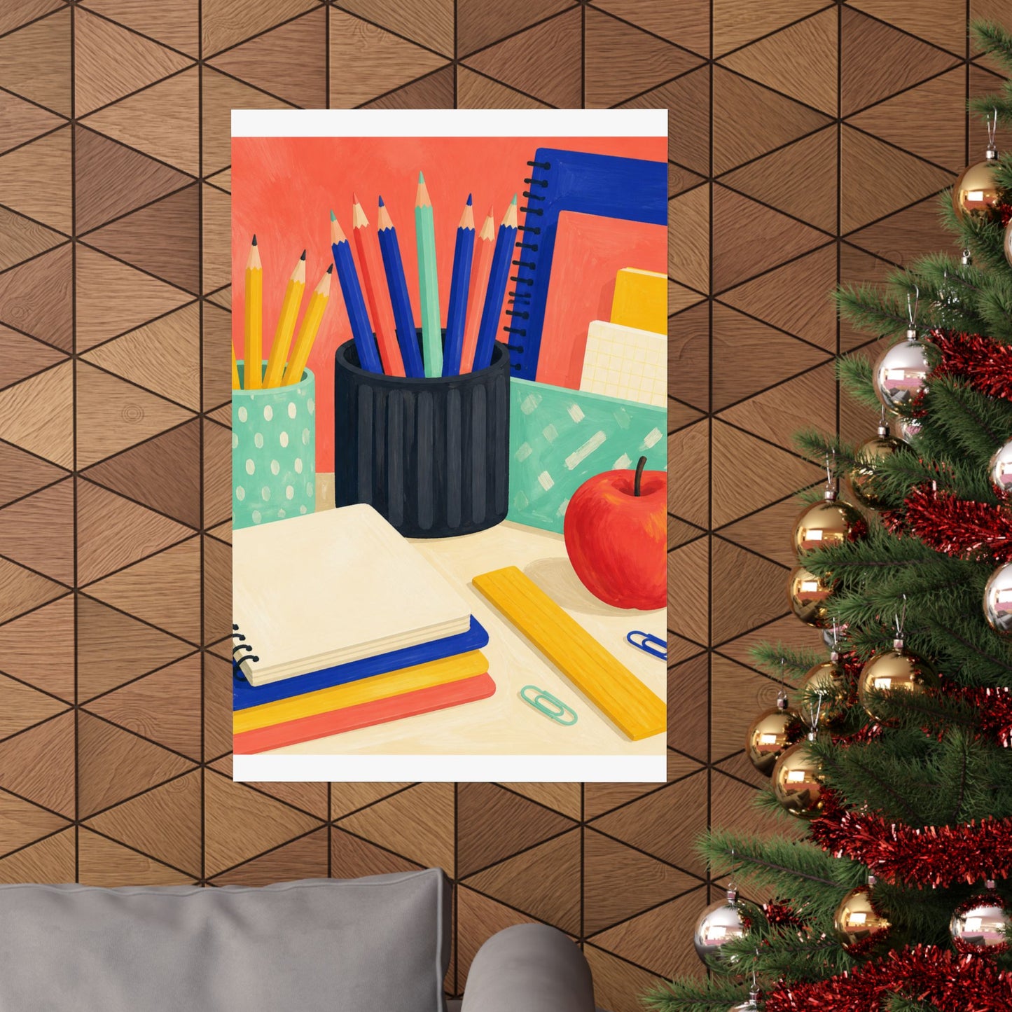 Colorful Teacher Desk Supplies Art Poster
