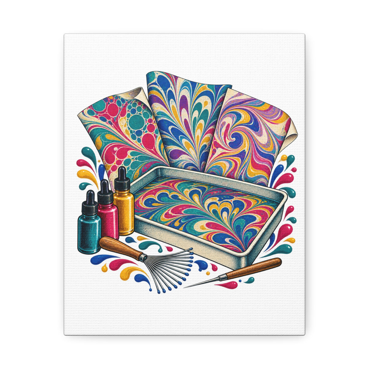 Colorful Paper Marbling Workshop Canvas