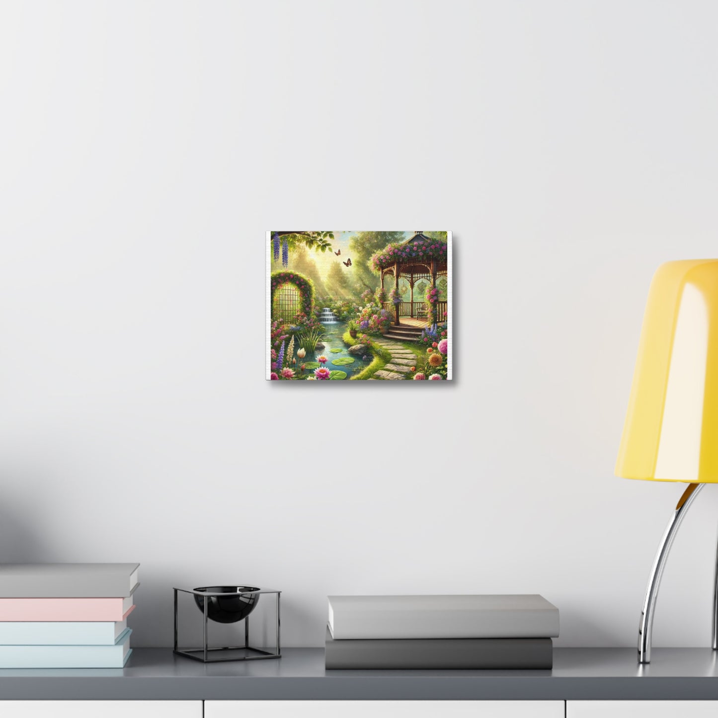 Sunlit Rose Gazebo Cottage Garden Canvas Wall Art