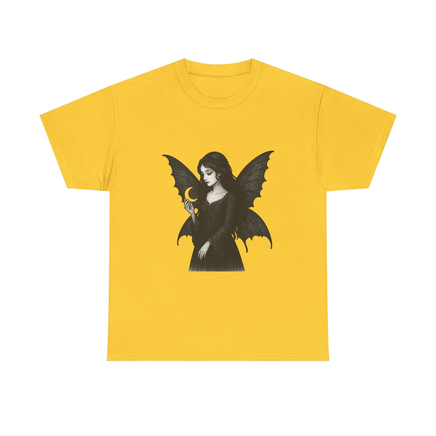 Gothic Fairy Tee, Unisex Cotton T-Shirt with Bat Wings, Forest Aesthetic Shirt, Perfect for Halloween, Casual Wear, Emo Witch