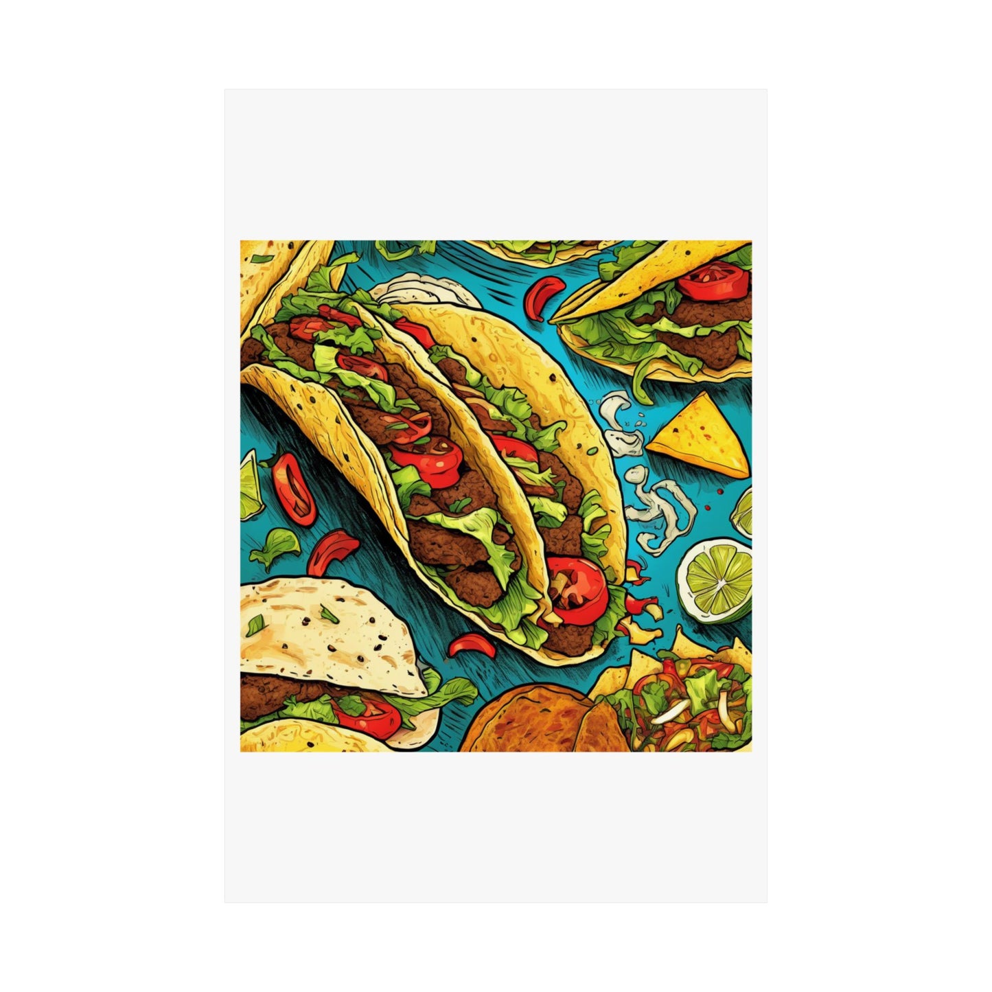 Taco Party Pattern Foodie Gift Art Poster