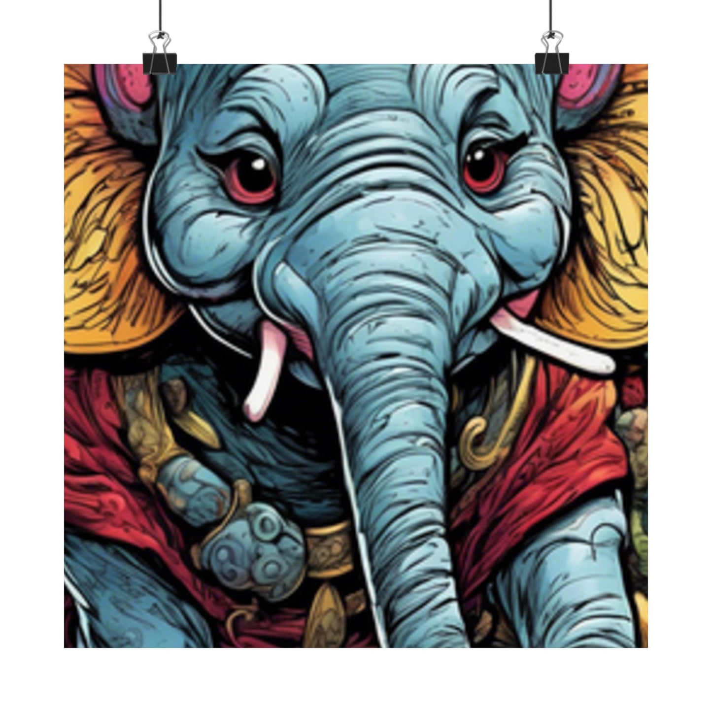 Colorful Elephant Garden Parade Wildlife Wall Art Poster