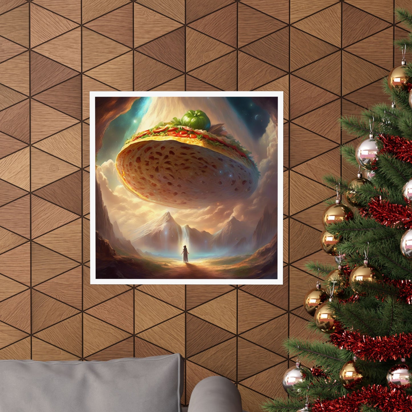 Cosmic Taco UFO Surreal Food Fantasy Art Poster