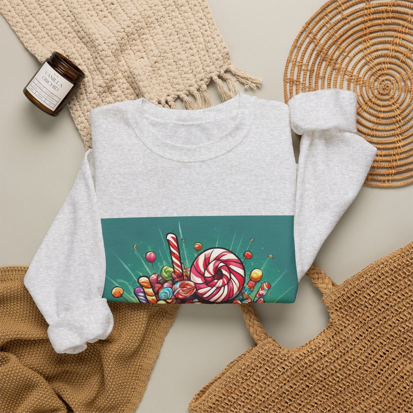 Holiday Candy Bucket Sweets Gift Art Sweatshirt