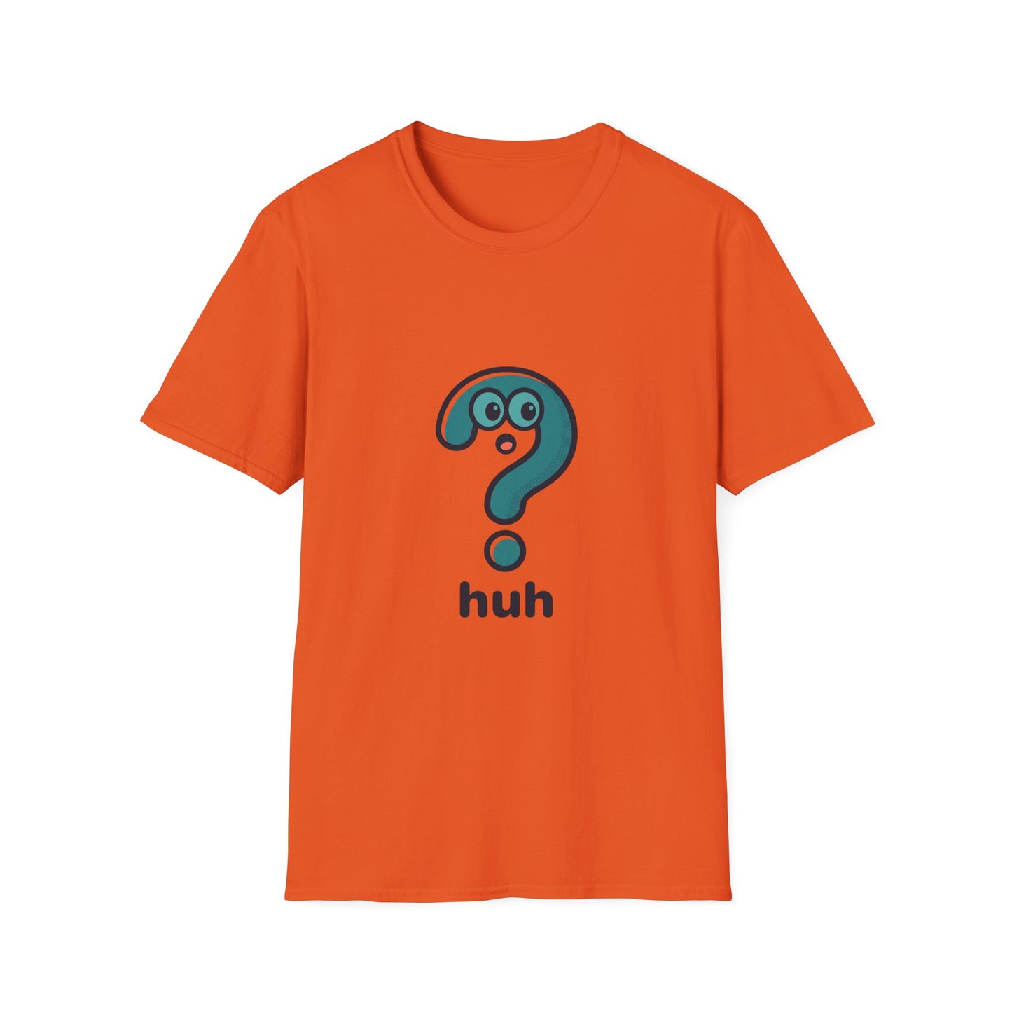 Confused Question Mark Character T-Shirt | Funny “Huh?” Cartoon Graphic Tee, Silly Expression Humor Shirt