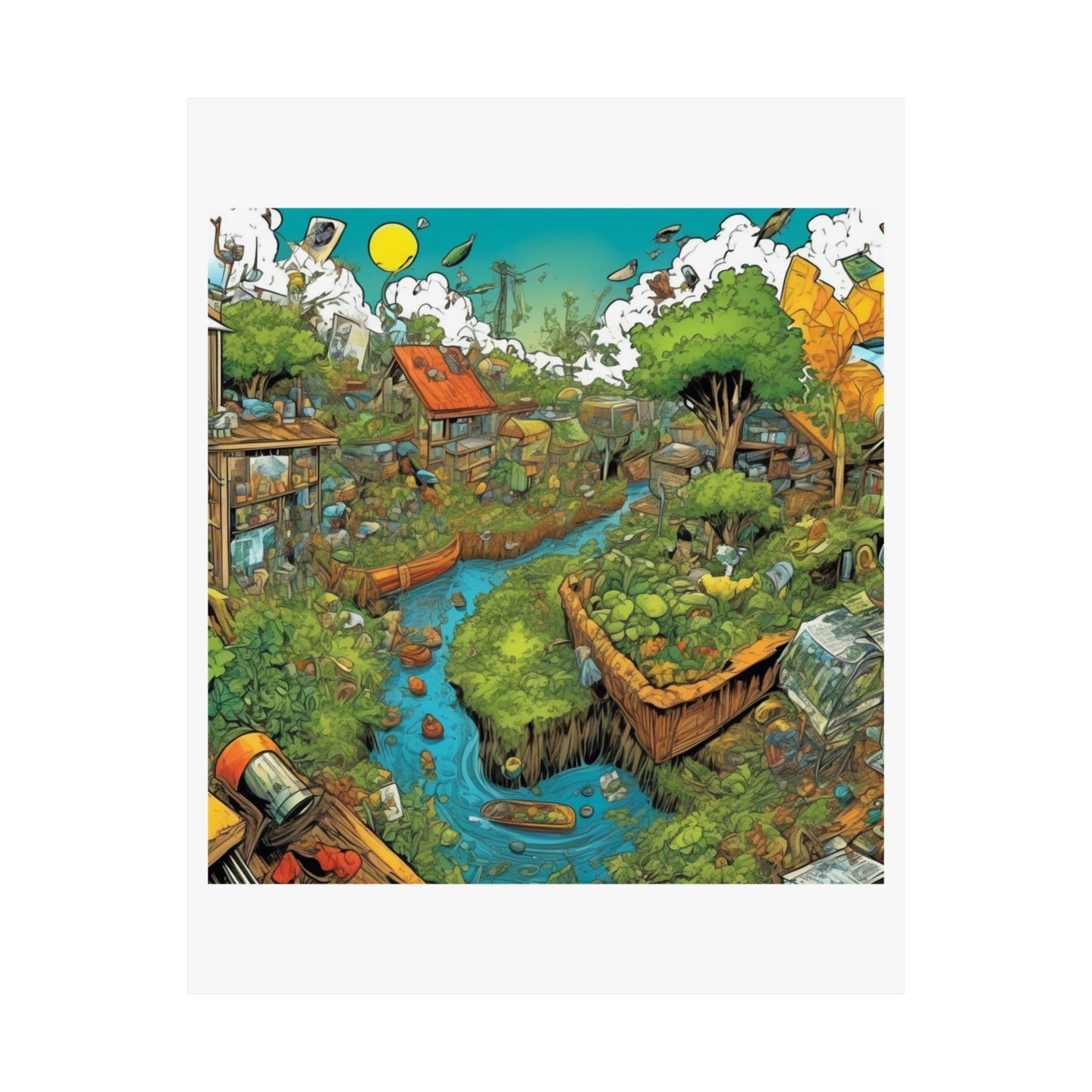 Whimsical Garden Stream Nature Gift Art Poster