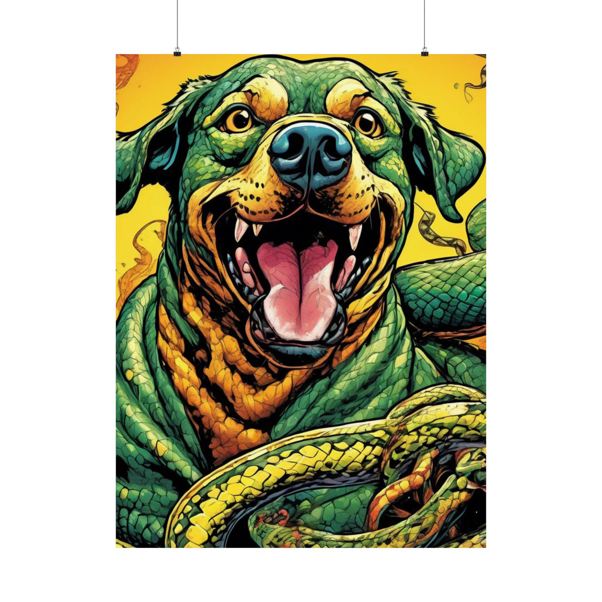 Surreal Serpent Hound Dark Fantasy Wall Art Poster