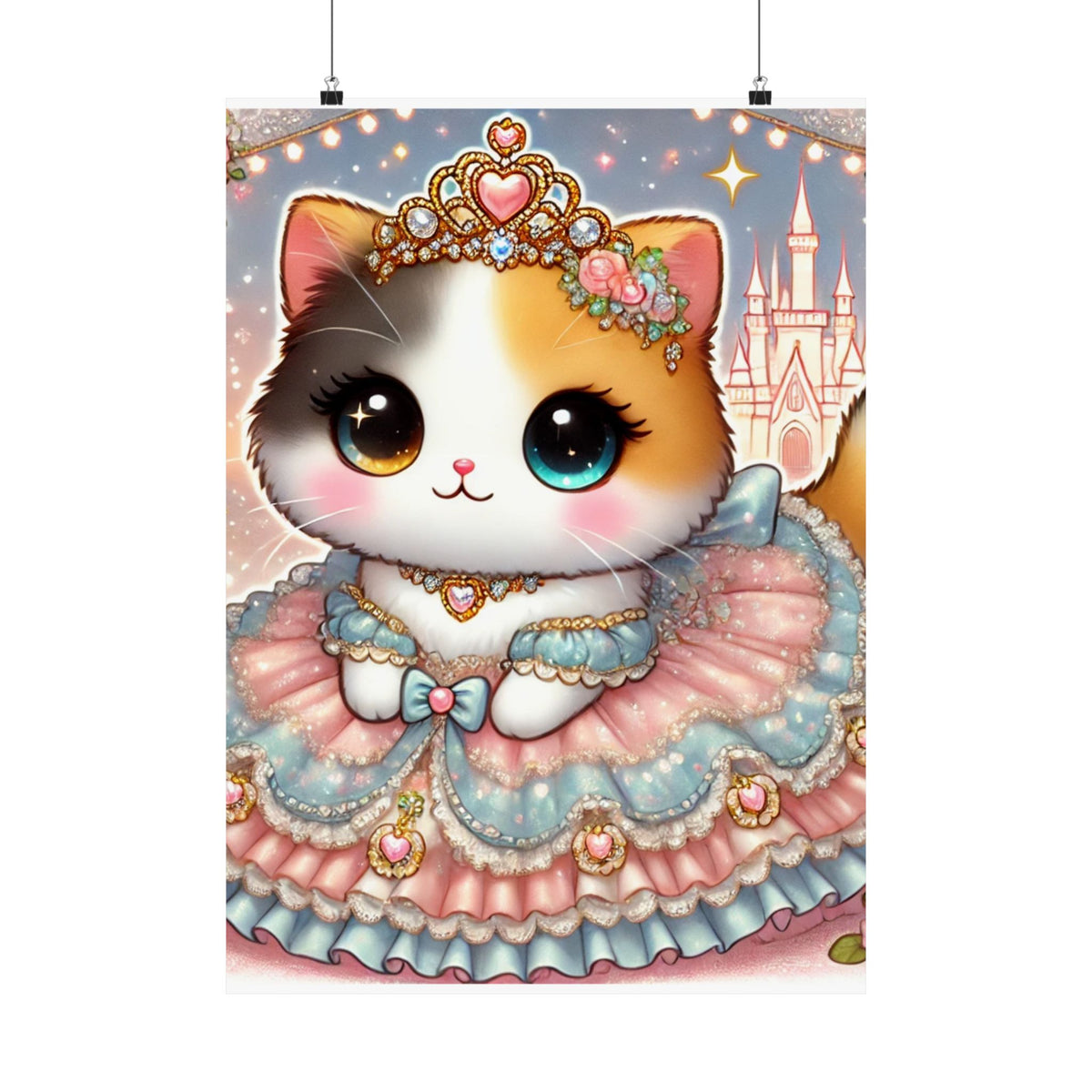 Pastel Princess Calico Cat Fantasy Wall Art Poster